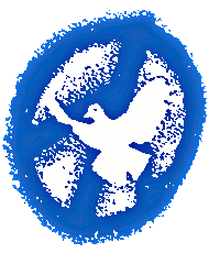 Ostermarsch-Logo: Taube vor Friedensrune.