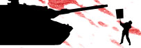 Grafik: Panzer und Demonstrant.