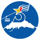 Logo: Cuban 5 Symbol auf schneebedecktem Berg.